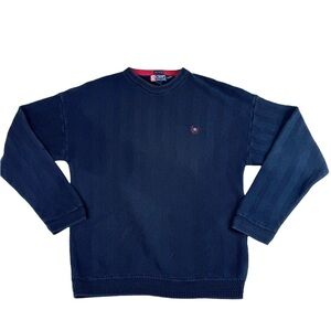 Vintage Chaps Ralph Lauren Navy Sweater Men's Size XL Logo Hand Framed Old Money
